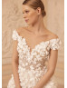 Cap Sleeves Beaded Ivory Floral Lace Tulle Wedding Dress